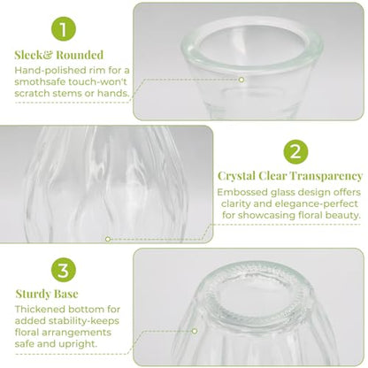12 Pack Bud Vase in Bulk - BEAHOT Clear Flower Vases for Wedding Decorations, Glass Vase for Table Decorations, Small Vase for Home, Mother's Day, Centerpieces, Party, Office (Clear)