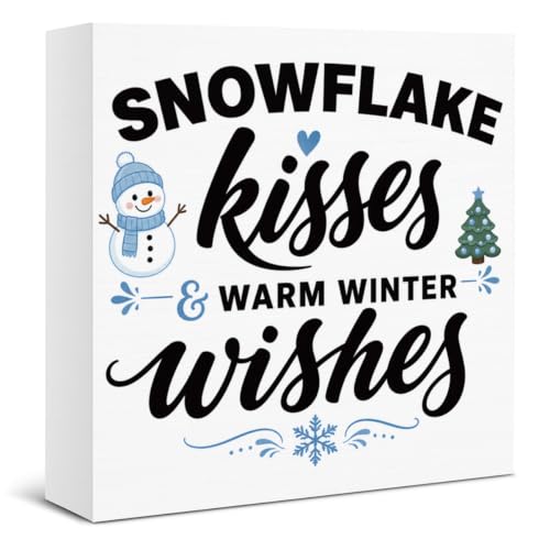 Winter Decorations, Seasonal Snowy Christmas Wooden Sign Decor 5x5 Inch - color: Tub-10
