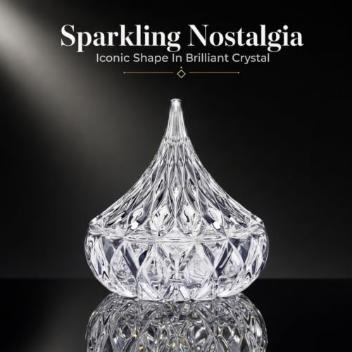 Godinger Hershey Kiss Shaped Candy Dish, Crystal Glass Chocolate Jar Bowl - color: Clear crystal, size: Medium