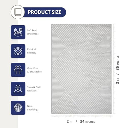 Abani Neutral Grey Area Rug 5' x 8' for Living Room, Bedroom - Criss Cross Line Zen Reiki Pattern - Durable & Easy to Clean - color: Grey, size: 5' x 8' (Rectangular)