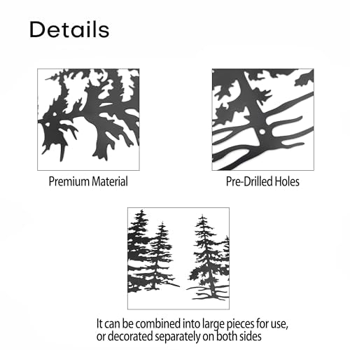 Metal Pine Tree Wall Art Forest Decor