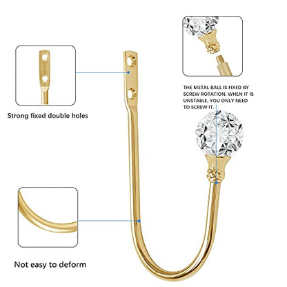 Curtain Holdback, 2pcs Wall Mounted Drapery Tiebacks, Sliver - color: 2 Pcs, Gold