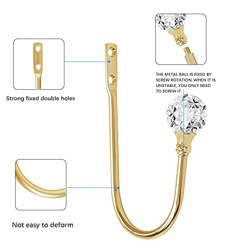 Curtain Holdback, 4Pcs Wall Mounted Drapery Tiebacks, Sliver - color: 4 Pcs, Gold