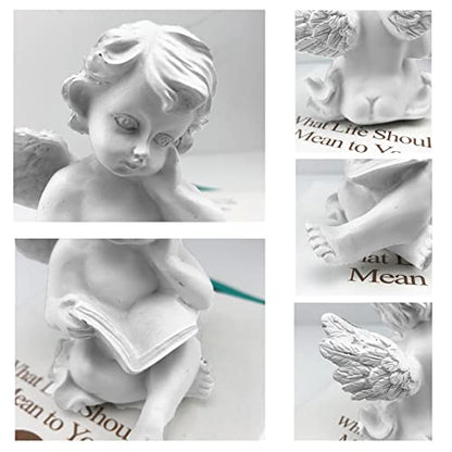 Asng Cherubs Angels Resin Garden Statue Figurine, Adorable Angel Sculpture Memorial Statue, Indoor Outdoor Home Garden Decoration (Reading Cherub)