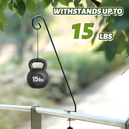 MIXXIDEA 2 Packs Heavy-Duty Deck Hook, Deck Rail Pole,Deck Bird Feeder Pole - size: 28in Long Curled Hook-2 Packs