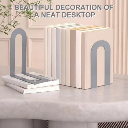 Chunful 6 Pcs Gray Metal BookEnds Shelves, 7.5 x 5.75 x 3.5 in - color: Gray, size: 7.5*5.75*3.5inch