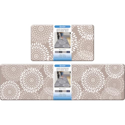 LuxStep Kitchen Mats for Floor,Cushioned Rug Anti-Fatigue for Kitchen Decor | Waterproof Non-Slip Kitchen Rugs Set of 2, Ergonomic Comfort Mat for Kitchen Accessories,Laundry,17.3"×30"+17.3"×59" - color: Khaki, size: 17.3"×30"+17.3"×59"-0.40 inch