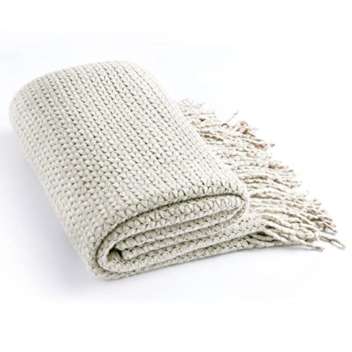 Blagic Wheat Textured Knit Throw Blanket for Couch,Grey and White,50"x60" - color: F-grey & White, size: 50 × 60 in