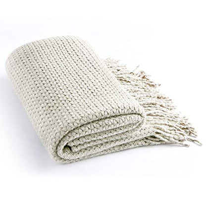 Blagic Wheat Textured Knit Throw Blanket for Couch,Grey and White,50"x60" - color: F-grey & White, size: 50 × 60 in