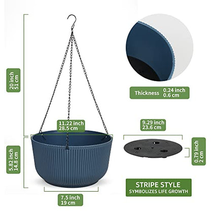 Dexceder 11.2 Inch Self Watering Hanging Planter (2 Pack, Deep Blue) - color: Deep Blue, size: 11.2 inch