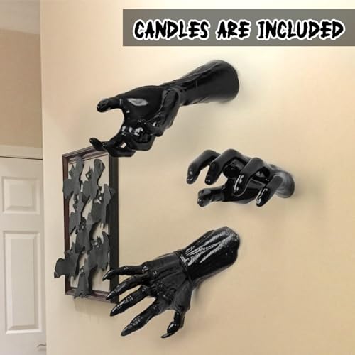 DAZONGE Halloween Decor 3Set Creepy Hands with Candles Halloween Wall Decor - size: set 1