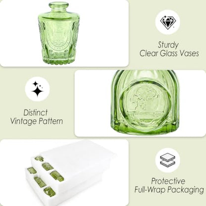 UPBUD Green Glass Bud Vases Set of 36, Small Vases for Flowers - color: Green
