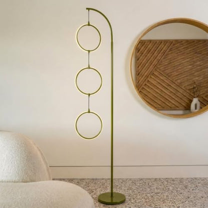 Brightech 3 Ring Lamp - 74" Dimmable LED Floor Lamp with 3 Hanging Light Rings, Modern Arc Standing Tree Lamp for Living Room, Bedroom and Office, 30W Warm White LED - Olive Green - color: Green