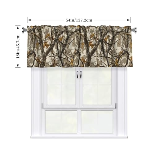 Worltoldb Camo Curtain Valance Short Rod Pocket Window Treatment for Living Room Bedroom Kitchen Bathroom 1 Panel 54" W x 18" L - color: Camo