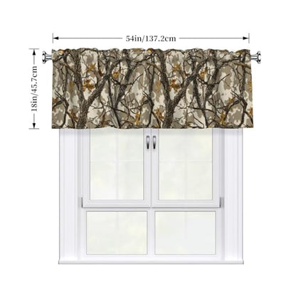Worltoldb Camo Curtain Valance Short Rod Pocket Window Treatment for Living Room Bedroom Kitchen Bathroom 1 Panel 54" W x 18" L - color: Camo