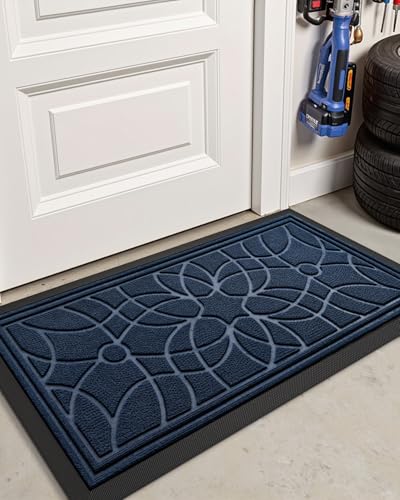 DEXI Front Door Mat Outside Entrance 24x47, Heavy Duty Non Slip, Blue - color: Blue, size: 24" X 47" (Rectangular)