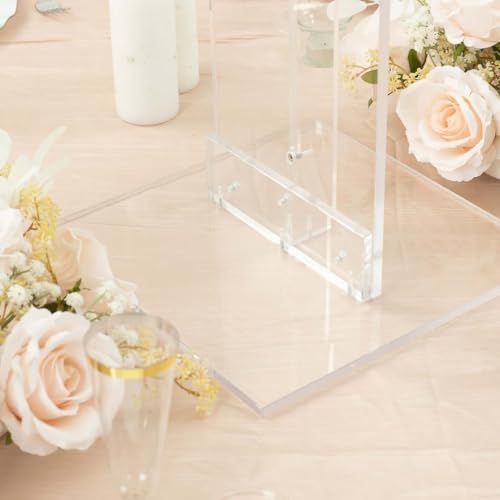 Efavormart 24" Heavy Duty Acrylic Wedding Display Stand with Square Bases, Clear Plexiglass Flower Pedestal Stand - 10mm Thick Plate - size: 24"