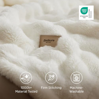Bedsure Cloud Bubble King Throw Blanket for Bed, Off White, 108"×90" - color: 01 Off White, size: King (108" X 90")