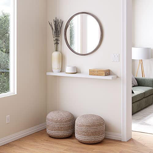 Ballucci Floating Shelf, 48" Wood Wall Shelf with Invisible Brackets for Bathroom, Living Room, Bedroom, Kitchen, Nursery, 8" Deep, White - color: White, size: 47.2 inches