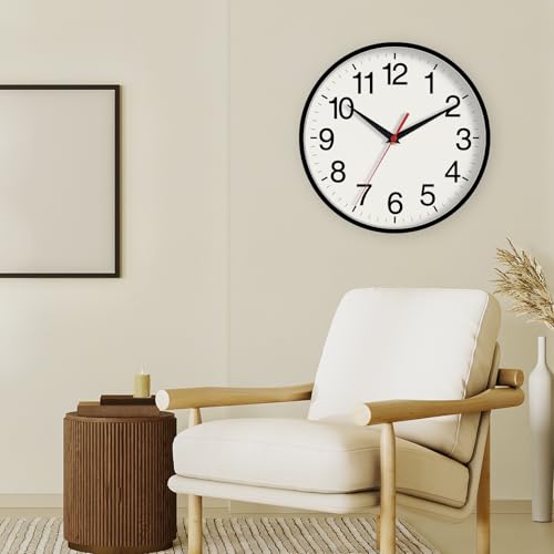 DAXSMY 16 Inch Wall Clock, Battery Operated Silent Non Ticking - color: A-black, size: 16"
