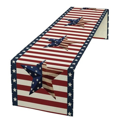 4th of July Table Runner, Patriotic Independence Day American Stars Stripes Flag Print Table Runner for Farmhouse Kitchen Dining Holiday Birthday Party, 13x36inch - color: 4th of July-4, size: W13"x L36"