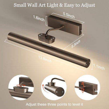 Picture Light for Wall, 4000mAh,13.8 Inch, 2 Pack, Brown - color: Brown