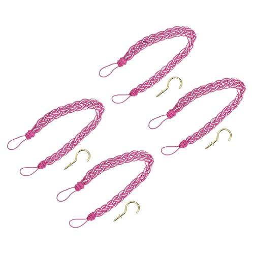 uxcell 4Pcs Curtain Tiebacks, 58cm/23 Braided Drapery Holdback Holder Decorative Rope Tie Back, Fuchsia/Mixed Silver - color: Fuchsia