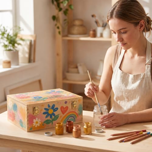 Extra Large Unfinished Wooden Box 11 x 9 x 5 inch Natural Wood Boxes