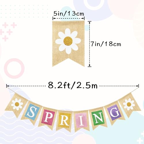 VILIFEVER Spring Burlap Banner Garland Spring Easter Mantle Decorations