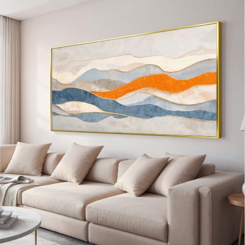 Large Blue And White Gold Framed Abstract Wall Art For Living Room Prints 29"×58" tripe Canvas Wall Art Decor Abstract Aesthetic Wall Decor Modern Paintings Picture For Bedroom Kitchen Office Decor - color: LAI-11E, size: 58"L x 29.2"W