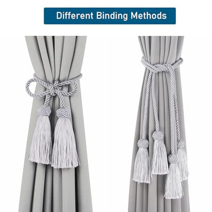 Elegant Tassel Curtain Tiebacks Rope Curtain Tie Backs for Windows Porlau - color: Grey