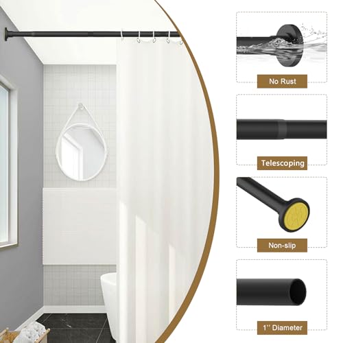 GXOACKJ Black Shower Curtain Rods - 31-68 Inch Spring Tension Shower Rods for Bathroom, Adjustable, No Drilling, No Rust, Stainless Steel - color: Black, size: 31-68 inches