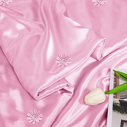 Vonty Blush Pink Satin Throw Blanket 60x80In, Cooling Silky Wrinkle-Free - color: Blush Pink, size: 60" x 80"