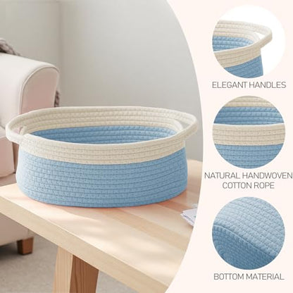 JMvicyroam Small Woven Basket, Empty Gift Basket, White&Blue/1 Pack - color: White&Blue, size: 1 Pack