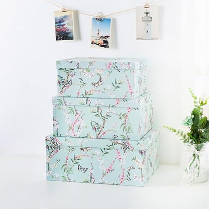 Soul & Lane - Butterfly Photo Storage Boxes with Lids, Set of 3 - color: Butterflies in Flight