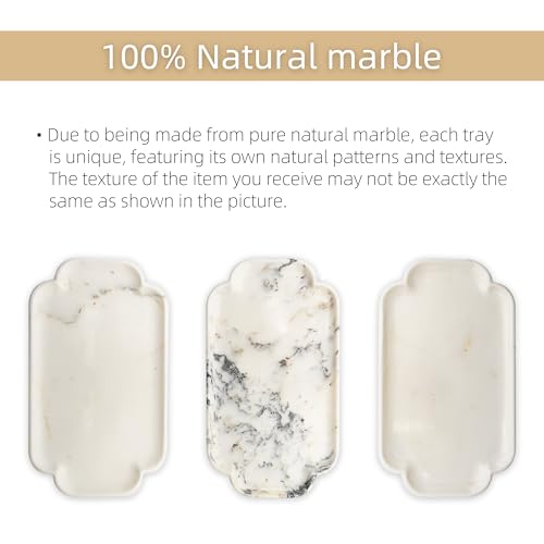 Marmor Marble Perfume Tray Bathroom Tray for Decorative,Candles,Jewelry Stone Vanity Tray,Kitchen Counter Decor and Home Decorative Tray Jewelry Tray Unique Festival Gifts (Calacatta Marble) - color: Calacatta Gold Marble Lace Long Plate（14.2*7.9*0.7）