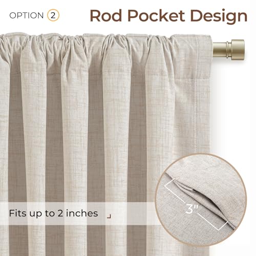 INOVADAY 100% Blackout Linen Curtains for Bedroom 50x108 Inches Cream - color: #01 Cream, size: 50"W x 108"L (Pack of 2)