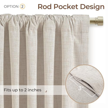 INOVADAY 100% Blackout Linen Curtains for Bedroom 50x90 Inches Cream - color: #01 Cream, size: 50"W x 90"L (Pack of 2)