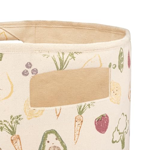 Crane Baby Clementine Canvas Storage Bin, Nursery Hamper and Baby Storage Basket for Toys, Clothes, and Diapers, Toy Baskets, Fabric Nursery Basket, Garden Fruits and Veggies Print, 13" x 12" - size: 13 x 12 Inches, style: Fruits & Veggies