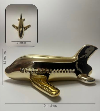 Iris Ceramic Plane Sculpture Gold, Modern Aesthetic for Office Display Home Decor, Living Room, Bedroom Bookshelf, Coffee Table Decor, Bathroom Shelves, New House Essentials, Figurines