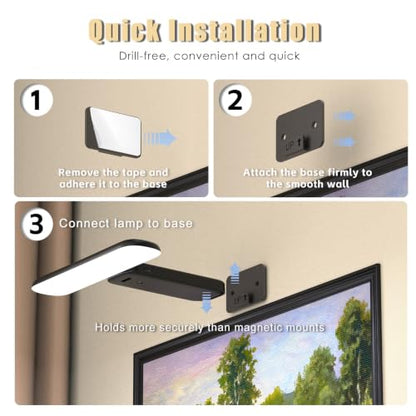 NARUNDREN Rechargeable Picture Lights for Wall with Remote-2PC(Black) - color: Black