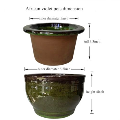 African Violet Self Watering Pots Olive drab 6 inch - color: Olive Drab