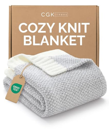 Heathered Grey Throw Blanket - Double Sided Cozy Knitted Blanket - 50x60 - color: 01 - Heathered Grey