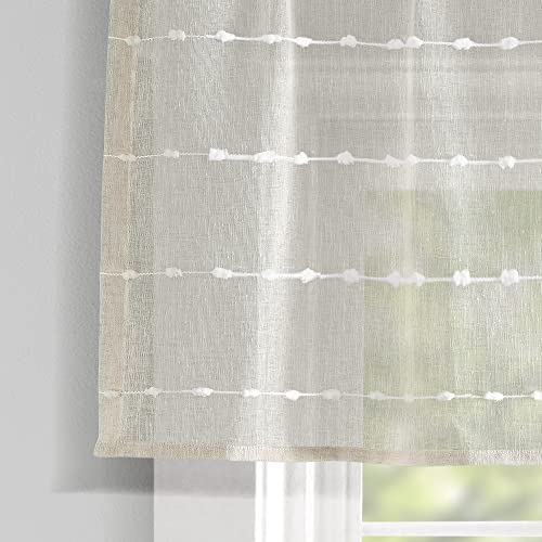 Lush Decor Farmhouse Textured Sheer Window Curtain Valance, 52"W x18"L, Beige - color: Beige