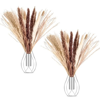 Otoolling Boho Wall Decor Set of 2, Silver, Pampas - color: Silver, style: Pampas