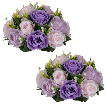 NUPTIO Artificial Flower Ball Centerpieces: Lilac & Purple & Pink Rose - color: Deep Purple & Light Purple & Light Pink, size: 2 Pcs