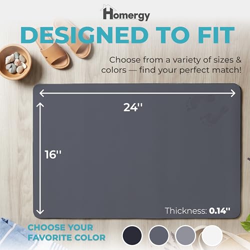 Homergy Bath Mat for Bathroom Non Slip, Quick Dry, 16x24 in, Dark Grey - color: Dark Gray, size: 16" x 24"