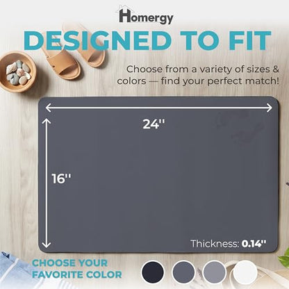 Homergy Bath Mat for Bathroom Non Slip, Quick Dry, 16x24 in, Dark Grey - color: Dark Gray, size: 16" x 24"