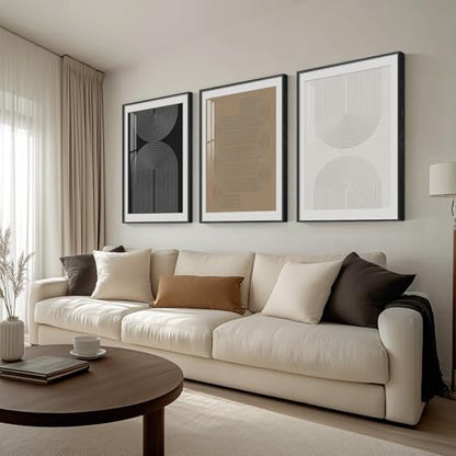 Framed Boho Neutral Abstract Wall Art for Living Room, 3 Piece 24x36 Inch - color: Boundless Lines（Plexiglass）, size: 24" W x 36" H x 3Pcs