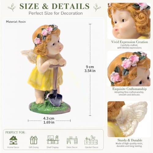 XJar Garden Fairy Figurine, Hand Painted Resin Yard Decor Statue - color: Flower Fairy Gardener-yellow